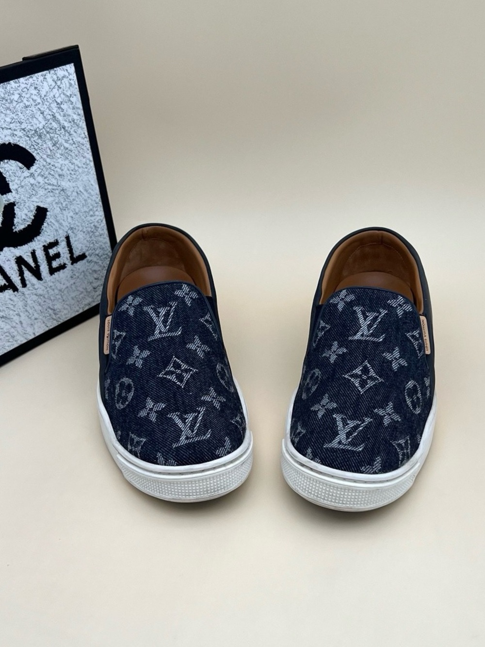 🚩steal Louis Vuitton Denim Monogram Slip-On Sneakers - Dark Blue & White